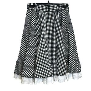 Vintage Chaus Black White Gingham Flared Layered Petticoat Pin Up Skirt 8 Petite